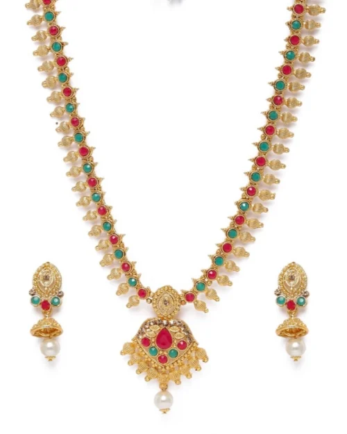 53533254257_eb26d56e56_o_d-1000x1000-1.webp Generic Women's Rose Gold Plated Alloy Necklace & Earings Set (Green & Red)