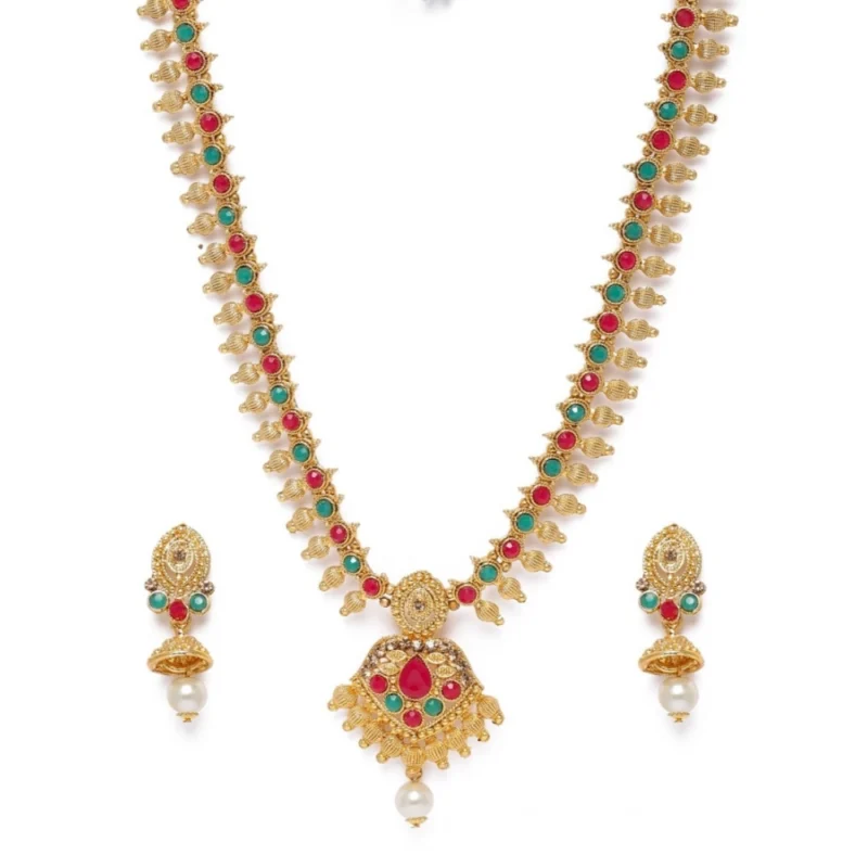 53533254257_eb26d56e56_o_d-1000x1000-1.webp Generic Women's Rose Gold Plated Alloy Necklace & Earings Set (Green & Red)