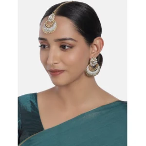 53534125206_97564110b2_b_d-1000x1000-1.webp Generic Women's Rose Gold Plated Alloy Kundan Earrings & Mangtikka (White)