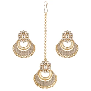 53534125231_3a0d653437_o_d-1000x1000-1.webp Generic Women's Rose Gold Plated Alloy Kundan Earrings & Mangtikka (White)