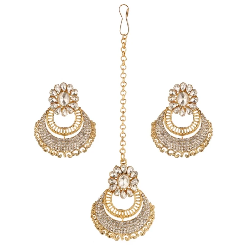 53534125231_3a0d653437_o_d-1000x1000-1.webp Generic Women's Rose Gold Plated Alloy Kundan Earrings & Mangtikka (White)