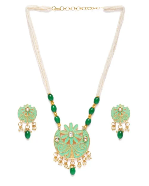 53534144916_1ba4121f0b_o_d-1000x1000-1.webp Generic Women's Rose Gold Plated Alloy Necklace & Earings Set (Green)