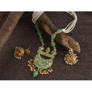 53534144961_cd1c70057c_o_d-1000x1000-1.webp Generic Women's Rose Gold Plated Alloy Necklace & Earings Set (Green)