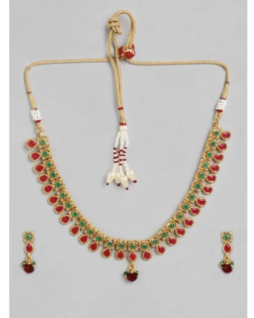 53534146691_bc4c301130_o_d-1000x1000-1.webp Generic Women's Rose Gold Plated Alloy Necklace & Earings Set (Green & Red)