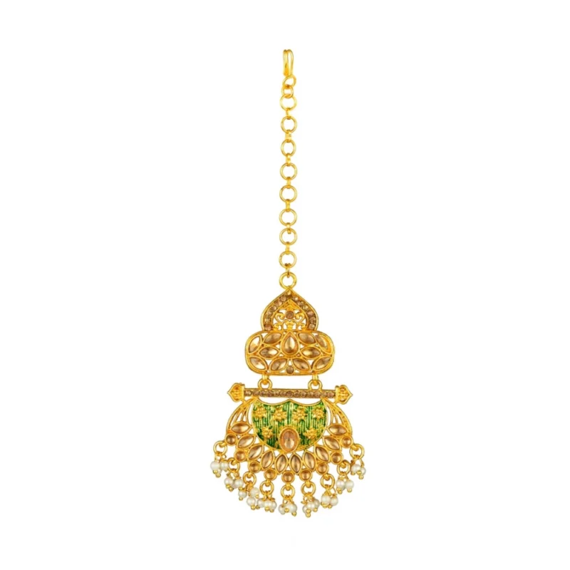 53534308193_bf42af0de6_o_d-1000x1000-1.webp Generic Women's Rose Gold Plated Alloy Kundan Earrings & Mangtikka (Green)