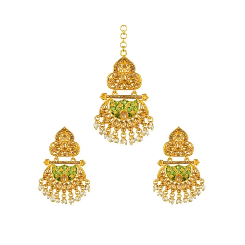 53534444049_a3e6e0c757_o_d-1000x1000-1.webp Generic Women's Rose Gold Plated Alloy Kundan Earrings & Mangtikka (Green)