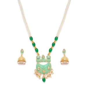 53534459439_49e1f9a2c1_o_d-1000x1000-1.webp Generic Women's Rose Gold Plated Alloy Necklace & Earings Set (Green)
