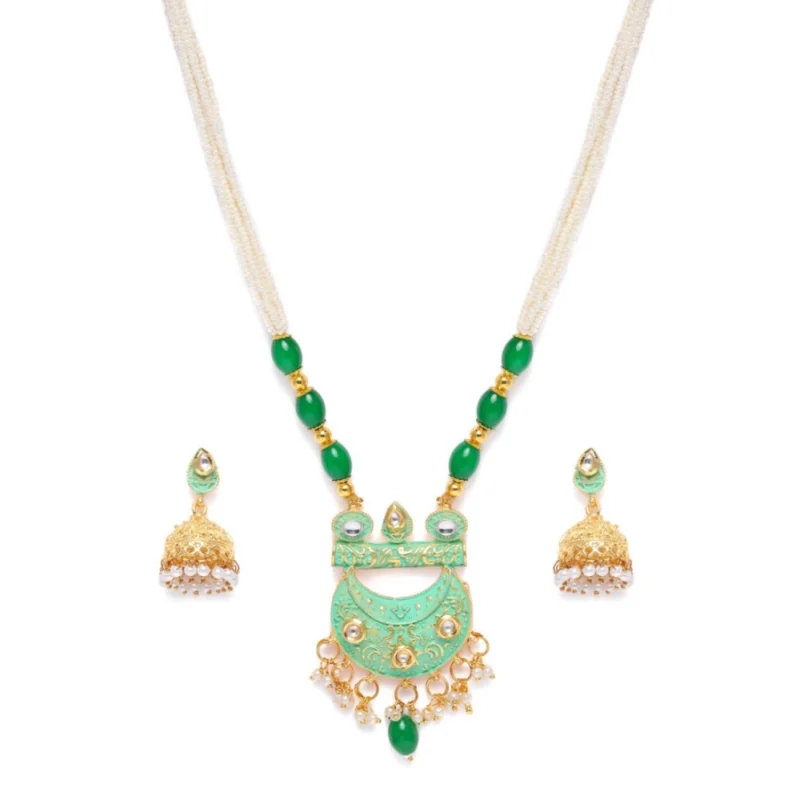 53534459439_49e1f9a2c1_o_d-1000x1000-1.webp Generic Women's Rose Gold Plated Alloy Necklace & Earings Set (Green)