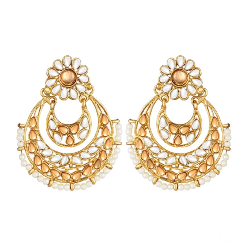 53534544400_0b95b039f0_o_d-1000x1000-1.webp Generic Women's Rose Gold Plated Alloy Kundan Earrings & Mangtikka (White & Gold)