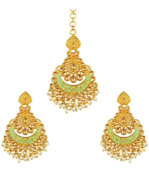 53534546835_375e0e342c_o_d-1000x1000-1.webp Generic Women's Rose Gold Plated Alloy Kundan Earrings & Mangtikka (Green)