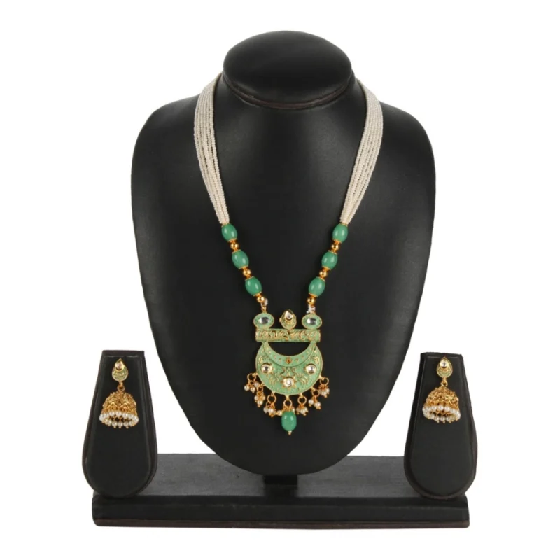 53534561895_0316cdc660_o_d-1000x1000-1.webp Generic Women's Rose Gold Plated Alloy Necklace & Earings Set (Green)
