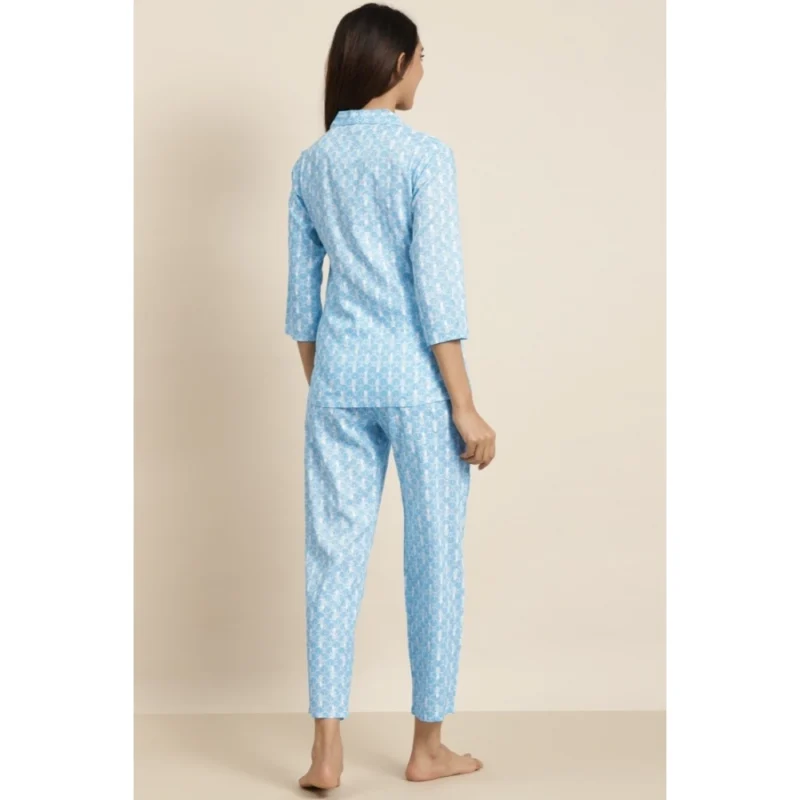 53590811478_77e37c9453_o_d-1000x1000-1.webp Generic Women's Casual 3/4 th Sleeve Floral Printed Rayon Shirt With Pyjama Pant Night Suit Set (Blue)