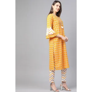 53590811568_24b034f763_o_d-1000x1000-1.webp Generic Women's Casual 3/4 th Sleeve Floral Printed Cotton Kurti Set (Mustard)