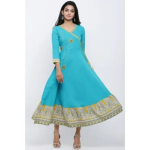 53590813168_dcf88f0b9e_o_d-1000x1000-1.webp Generic Women's Casual 3/4 th Sleeve Embroidery Cotton Blend Kurti (Torque Green)