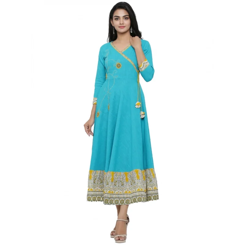 53590822158_1bf3d76ba9_o_d-1000x1000-1.webp Generic Women's Casual 3/4 th Sleeve Embroidery Cotton Blend Kurti (Torque Green)