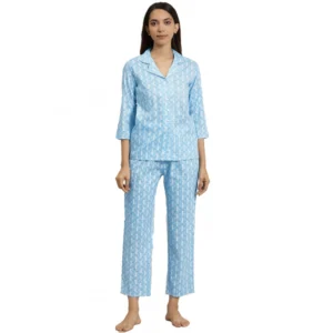 53590822203_730ec77f41_o_d-1000x1000-1.webp Generic Women's Casual 3/4 th Sleeve Floral Printed Rayon Shirt With Pyjama Pant Night Suit Set (Blue)