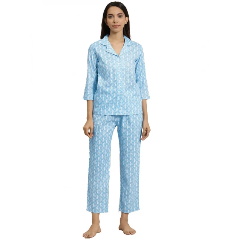 53590822203_730ec77f41_o_d-1000x1000-1.webp Generic Women's Casual 3/4 th Sleeve Floral Printed Rayon Shirt With Pyjama Pant Night Suit Set (Blue)
