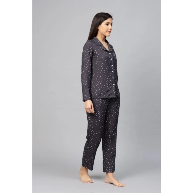 53590924999_f86f504c30_o_d-1000x1000-1.webp Generic Women's Casual Full Sleeves Polka Dot Printed Rayon Shirt With Pyjama Pant Night Suit Set (Grey)