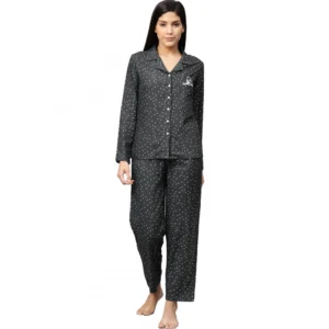 53590935384_2ffded974e_o_d-1000x1000-1.webp Generic Women's Casual Full Sleeves Polka Dot Printed Rayon Shirt With Pyjama Pant Night Suit Set (Grey)