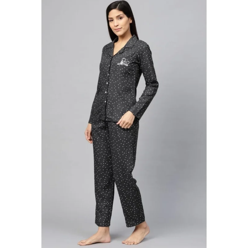 53591051640_8dbb61ce4f_o_d-1000x1000-1.webp Generic Women's Casual Full Sleeves Polka Dot Printed Rayon Shirt With Pyjama Pant Night Suit Set (Grey)