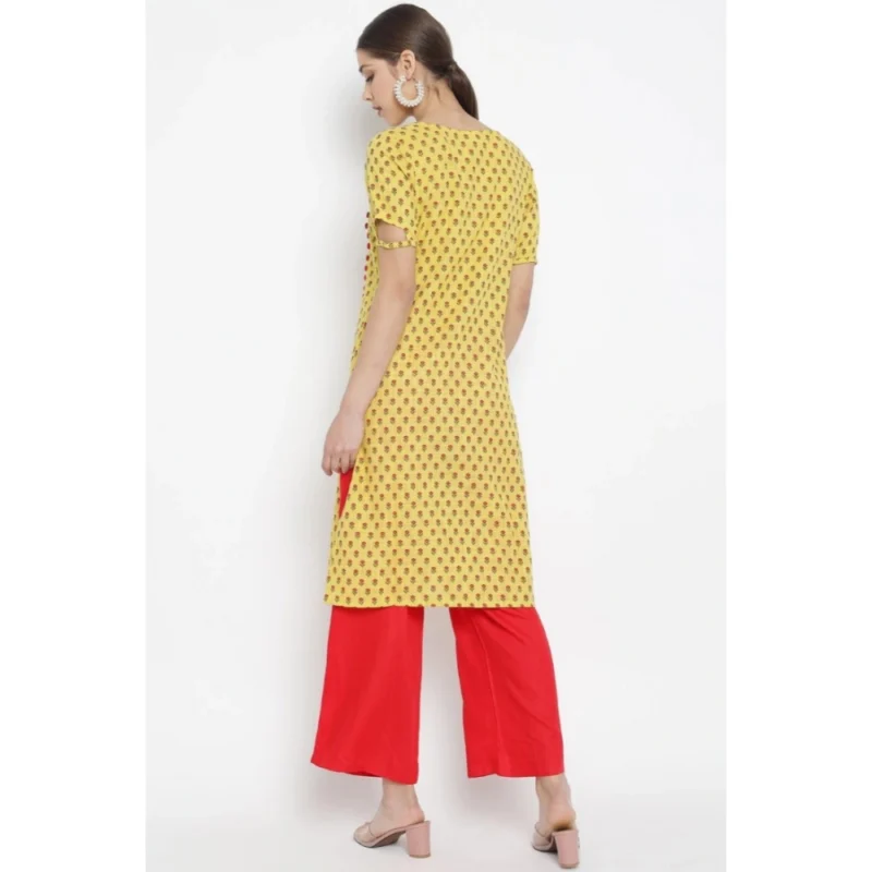 53591053345_af9f8d670a_o_d-1000x1000-1.webp Generic Women's Casual Short Sleeves Floral Printed Cotton & Rayon Kurti Palazzo Set (Yellow & Red)