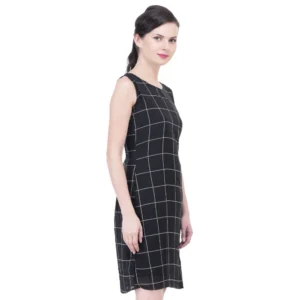 53610042246_8f08d918ba_o_d-1000x1000-1.webp Generic Women's Cotton Blend Checked Sleeveless Sheath Dress (Black)