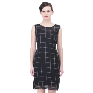 53610496940_5e1c53668c_o_d-1000x1000-1.webp Generic Women's Cotton Blend Checked Sleeveless Sheath Dress (Black)