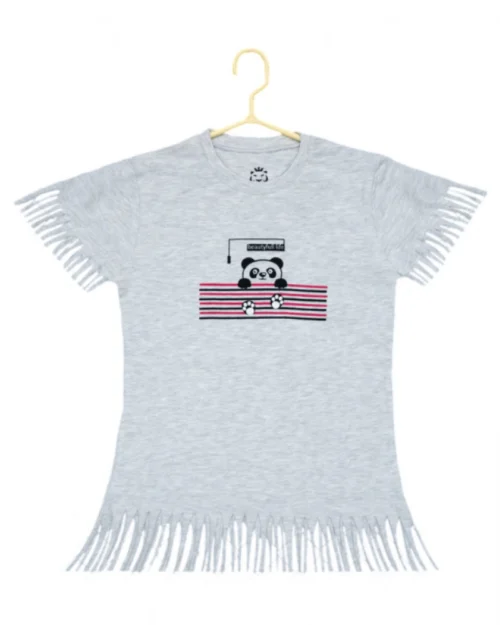 Generic Girl's Casual Short Sleeve Printed Cotton T Shirt (Grey)