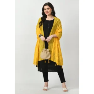 Generic Women's Chanderi Self Design Dupatta (Yellow, Length: Free Size)