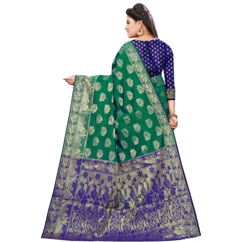 53925192507_2f25540b6e_o_d-1000x1000-1.webp Generic Women's Jacquard Woven Saree With Unstitched Blouse 5.5Mtr (Green)