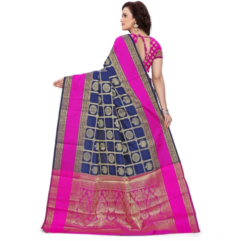 53925195127_484032f974_o_d-1000x1000-1.webp Generic Women's Jacquard Woven Saree With Unstitched Blouse 5.5Mtr (Blue)
