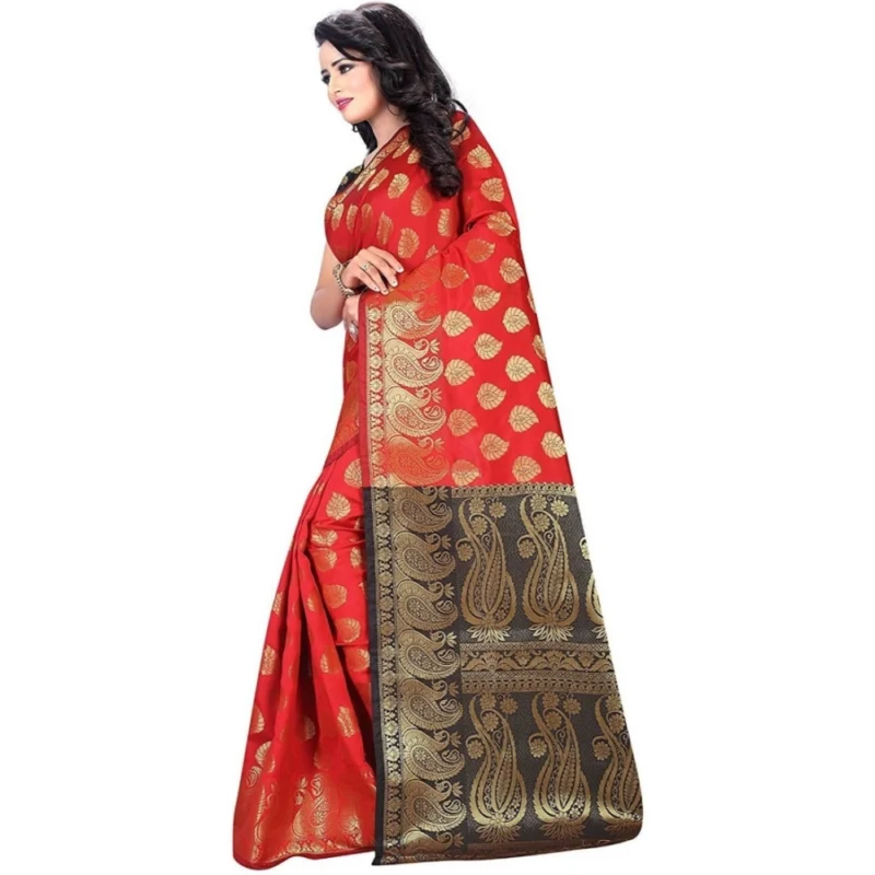53925197037_52b0a7e159_o_d-1000x1000-1.webp Generic Women's Jacquard Woven Saree With Unstitched Blouse 5.5Mtr (Red)