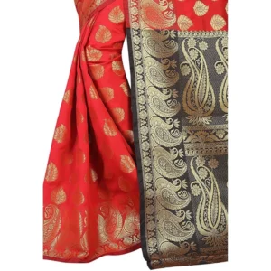 53925197067_dc4b3a827e_o_d-1000x1000-1.webp Generic Women's Jacquard Woven Saree With Unstitched Blouse 5.5Mtr (Red)
