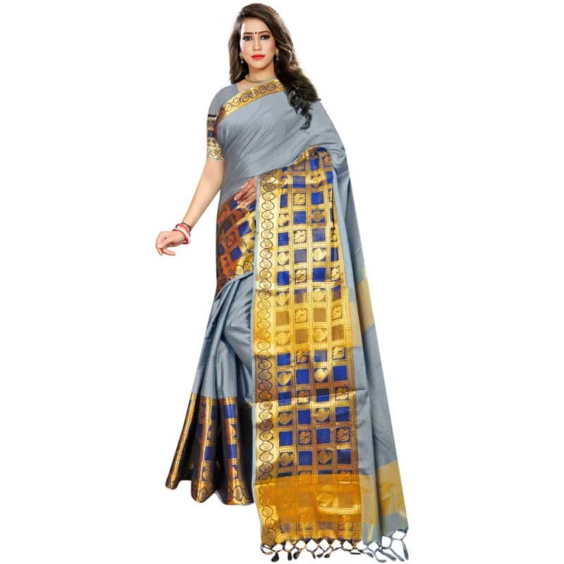 53925197357_3d76c3168c_o_d-1000x1000-1.webp Generic Women's Jacquard Woven Saree With Unstitched Blouse 5.5Mtr (Light Blue)