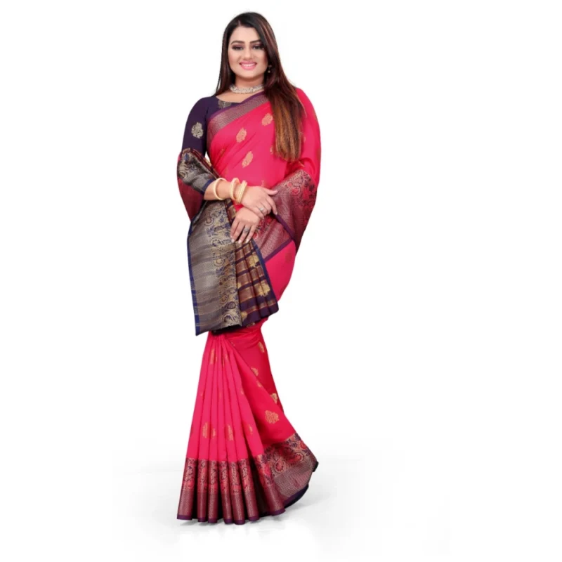 53925200542_57ac2f6663_o_d-1000x1000-1.webp Generic Women's Silk Blend Woven Saree With Unstitched Blouse 5.5Mtr (Multicolor)