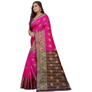 53925204152_4ca45fbf83_o_d-1000x1000-1.webp Generic Women's Silk Blend Woven Saree With Unstitched Blouse 5.5Mtr (Pink-Beige)