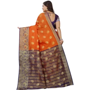 53925204172_f01c0d0c2a_o_d-1000x1000-1.webp Generic Women's Silk Blend Woven Saree With Unstitched Blouse 5.5Mtr (Gold-Orange)
