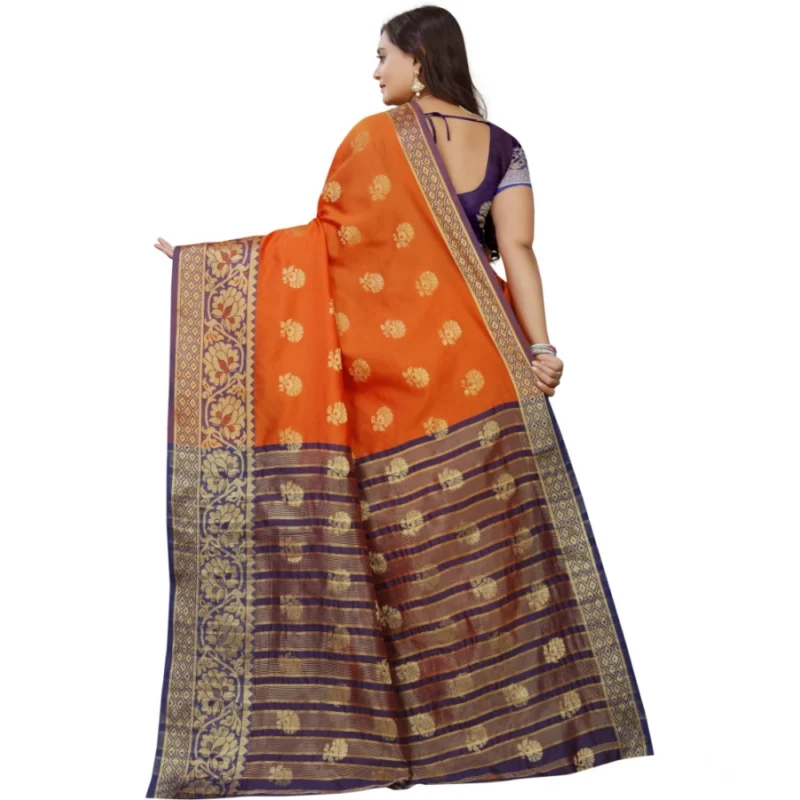 53925204172_f01c0d0c2a_o_d-1000x1000-1.webp Generic Women's Silk Blend Woven Saree With Unstitched Blouse 5.5Mtr (Gold-Orange)
