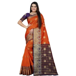 53925207162_ee10325cb3_o_d-1000x1000-1.webp Generic Women's Silk Blend Woven Saree With Unstitched Blouse 5.5Mtr (Blue-Orange)