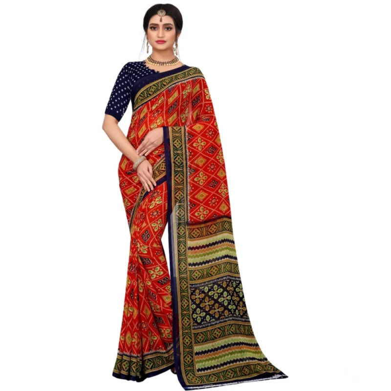 53925211757_1022b07a7d_o_d-1000x1000-1.webp Generic Women's Georgette Floral Print Saree With Unstitched Blouse 5.5Mtr (Multicolor)
