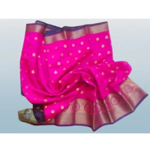 53925214882_51b4c0ce5d_o_d-1000x1000-1.webp Generic Women's Silk Blend Woven Saree With Unstitched Blouse 5.5Mtr (Pink)