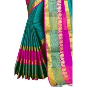 53926088401_829e103304_o_d-1000x1000-1.webp Generic Women's Jacquard Woven Saree With Unstitched Blouse 5.5Mtr (Dark Green)