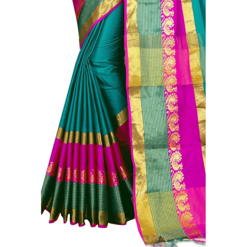 53926088401_829e103304_o_d-1000x1000-1.webp Generic Women's Jacquard Woven Saree With Unstitched Blouse 5.5Mtr (Dark Green)
