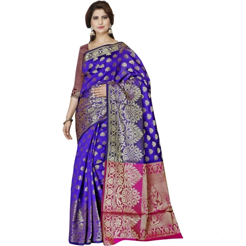 53926091161_e0532bf3a0_o_d-1000x1000-1.webp Generic Women's Jacquard Woven Saree With Unstitched Blouse 5.5Mtr (Blue)