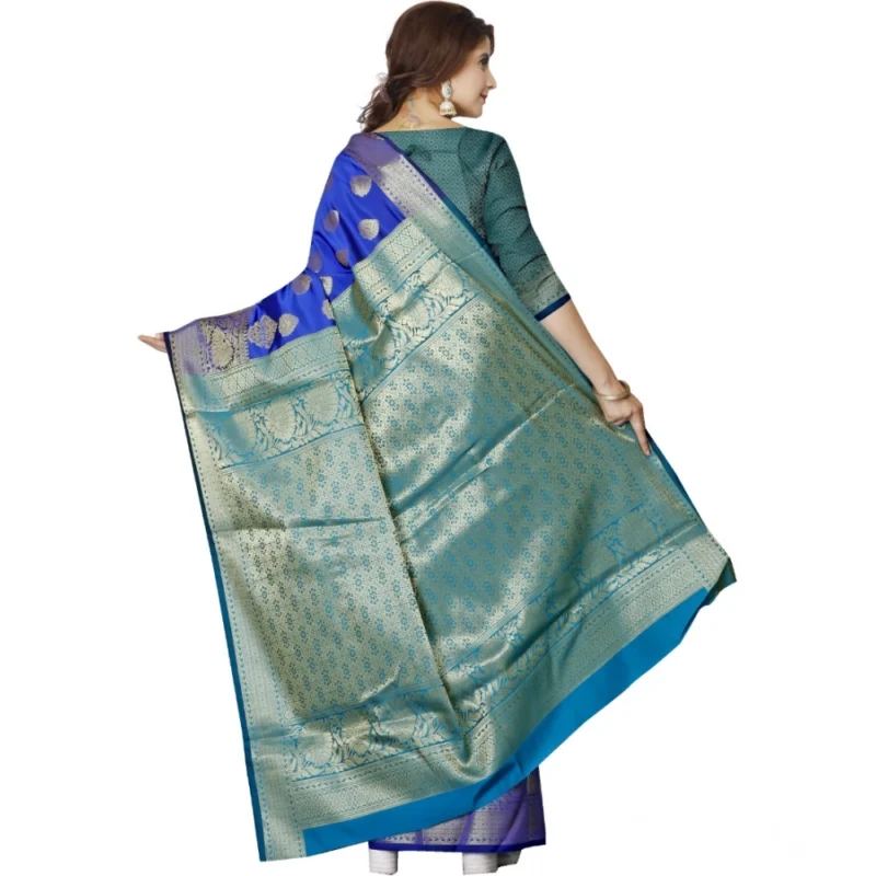 53926093006_2396849c03_o_d-1000x1000-1.webp Generic Women's Jacquard Woven Saree With Unstitched Blouse 5.5Mtr (Blue)