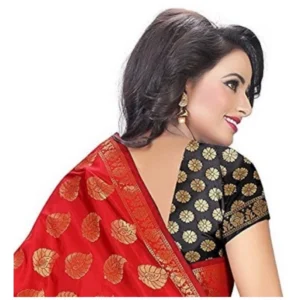 53926093041_86be57ce52_o_d-1000x1000-1.webp Generic Women's Jacquard Woven Saree With Unstitched Blouse 5.5Mtr (Red)