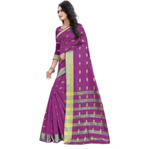53926093131_9d7f0760c3_o_d-1000x1000-1.webp Generic Women's Silk Blend Woven Saree With Unstitched Blouse 5.5Mtr (Pink)