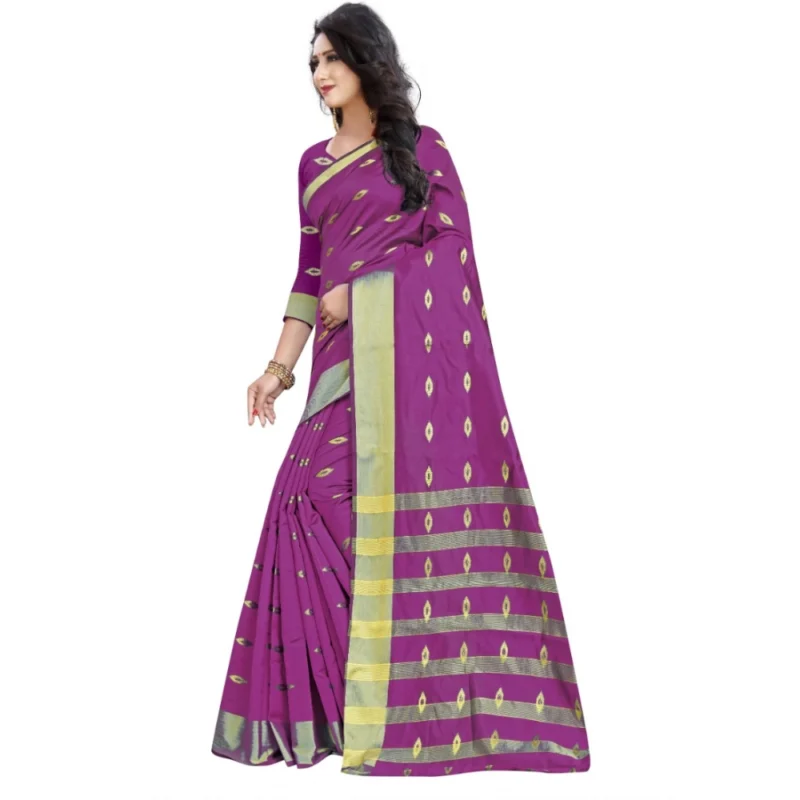 53926093131_9d7f0760c3_o_d-1000x1000-1.webp Generic Women's Silk Blend Woven Saree With Unstitched Blouse 5.5Mtr (Pink)