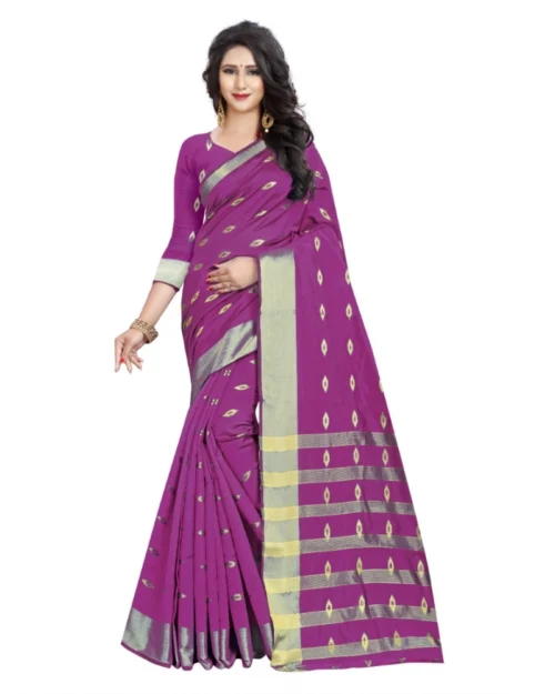 Generic Women's Silk Blend Woven Saree With Unstitched Blouse 5.5Mtr (Pink)