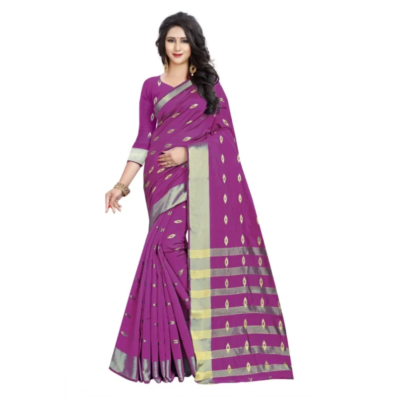53926093136_f0f94b2712_o_d-1000x1000-1.webp Generic Women's Silk Blend Woven Saree With Unstitched Blouse 5.5Mtr (Pink)